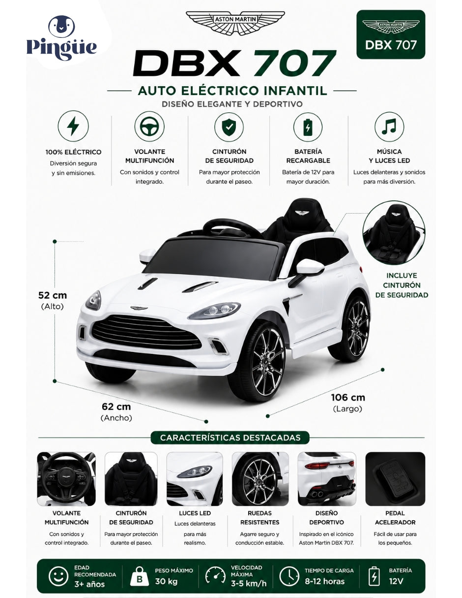 PINGÜE® Aston Martin® Montable Eléctrico 12V con Control Remoto