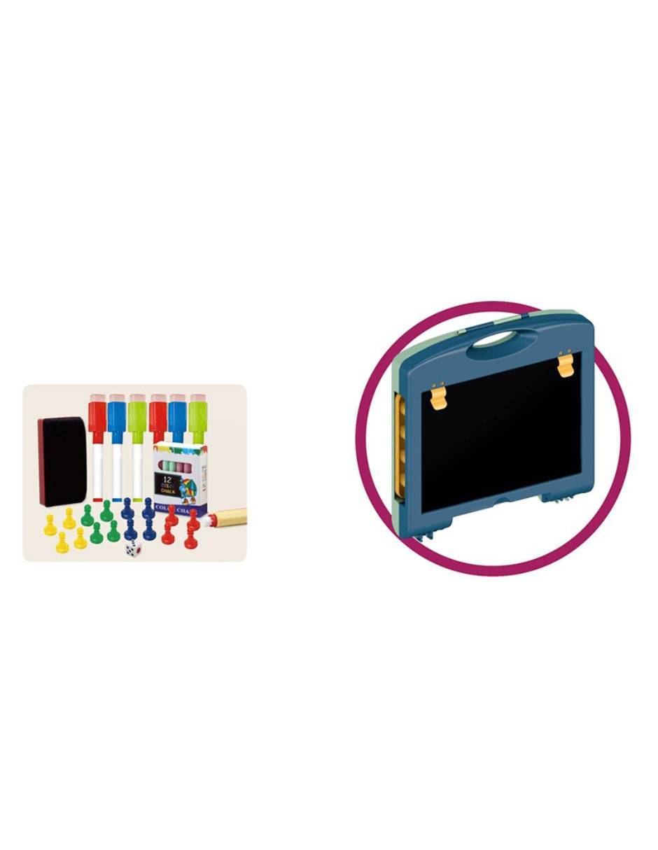 PINGÜE® Tablero Pizarrón tipo portafolio de Doble Vista para dibujo sobre mesa o escritorio | Diseño tipo portafolio Portátil y fácil de guardar | Tablero Magnético y Pizarrón | Doble Cara | Juguetes Educativos y Creativos para Preescolares