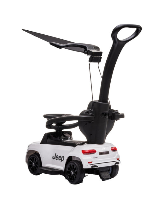 PINGÜE® Auto Montable 3 en 1 Jeep® Grand Cherokee® Licencia Oficial | Modo Empujar, Carriola y Montable | Toldo, Asa, Soporte para Tazas, Claxon | Almacenamiento Bajo Asiento | Para Niños Pequeños