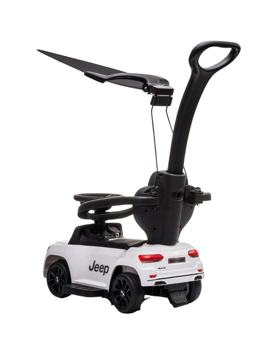 PINGÜE® Auto Montable 3 en 1 Jeep® Grand Cherokee® Licencia Oficial | Modo Empujar, Carriola y Montable | Toldo, Asa, Soporte para Tazas, Claxon | Almacenamiento Bajo Asiento | Para Niños Pequeños