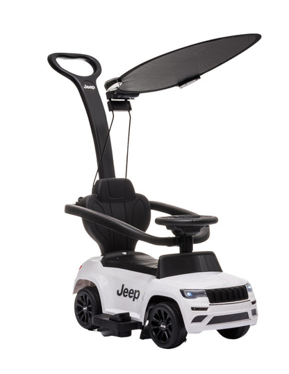 PINGÜE® Auto Montable 3 en 1 Jeep® Grand Cherokee® Licencia Oficial | Modo Empujar, Carriola y Montable | Toldo, Asa, Soporte para Tazas, Claxon | Almacenamiento Bajo Asiento | Para Niños Pequeños