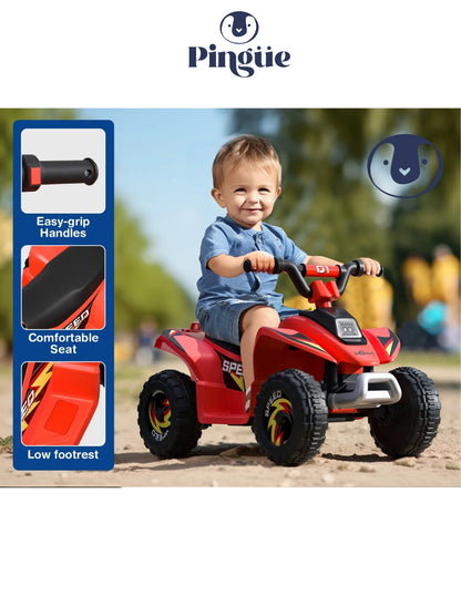 PINGÜE® Motocicleta Eléctrica tipo Estilo Cuatrimoto ATV Todo Terreno | Batería 6V | Avance/Atrás, Ruedas Traseras Motorizadas | Seguro y Divertido