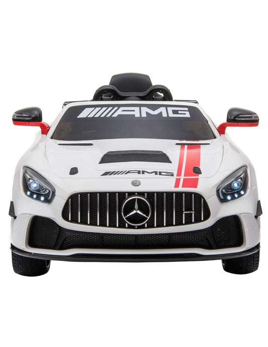 PINGÜE® Montable Eléctrico Niños Mercedes Benz®  AMG GT4 Licencia Oficial | Control Remoto 2.4 GHz | Batería 12V 7AH |8 Km/h | 2 Motores 540 | Luces LED, Música, Radio| WHITE