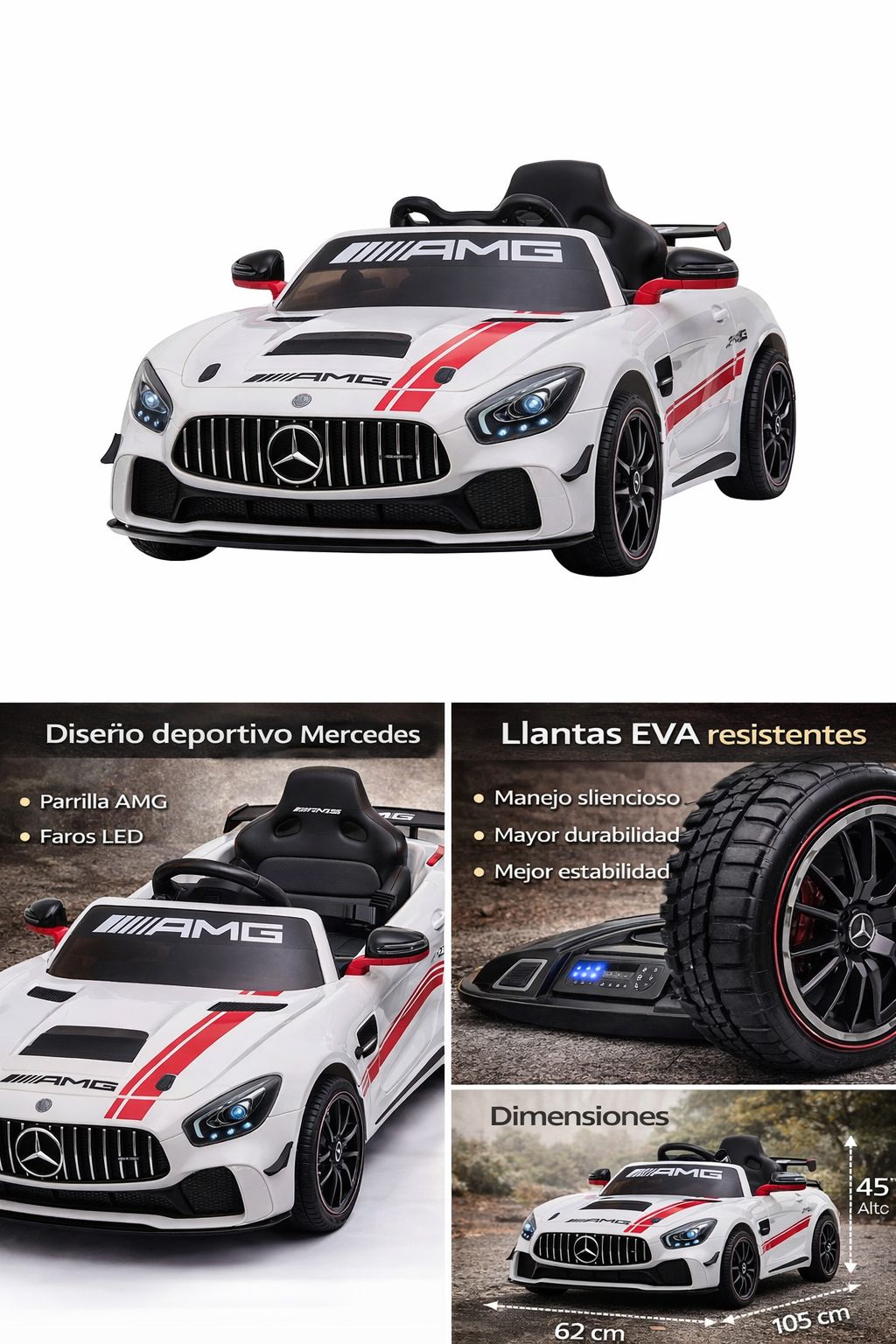 PINGÜE® Mercedes-Benz® AMG GT4 Montable Eléctrico 12V con Control Remoto