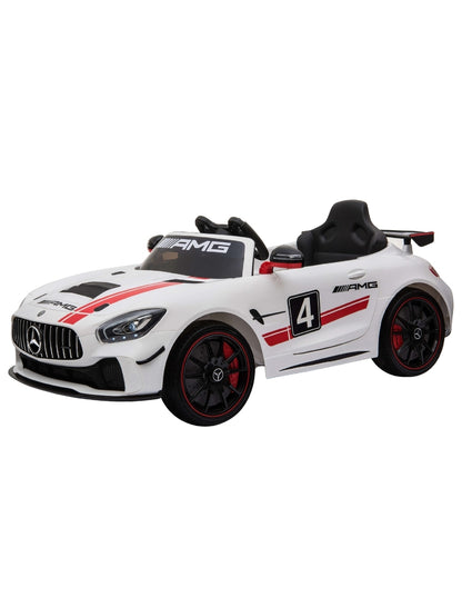 PINGÜE® Montable Eléctrico Niños Mercedes Benz®  AMG GT4 Licencia Oficial | Control Remoto 2.4 GHz | Batería 12V 7AH |8 Km/h | 2 Motores 540 | Luces LED, Música, Radio| WHITE