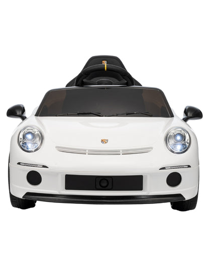 PINGÜE® Montable Eléctrico Niños Porsche® RUF GT Licencia Oficial | Control Remoto 2.4 GHz | Batería 12V 7AH |8 Km/h | 2 Motores 390 | Luces LED, Música, Radio| WHITE