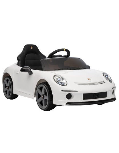 PINGÜE® Montable Eléctrico Niños Porsche® RUF GT Licencia Oficial | Control Remoto 2.4 GHz | Batería 12V 7AH |8 Km/h | 2 Motores 390 | Luces LED, Música, Radio| WHITE