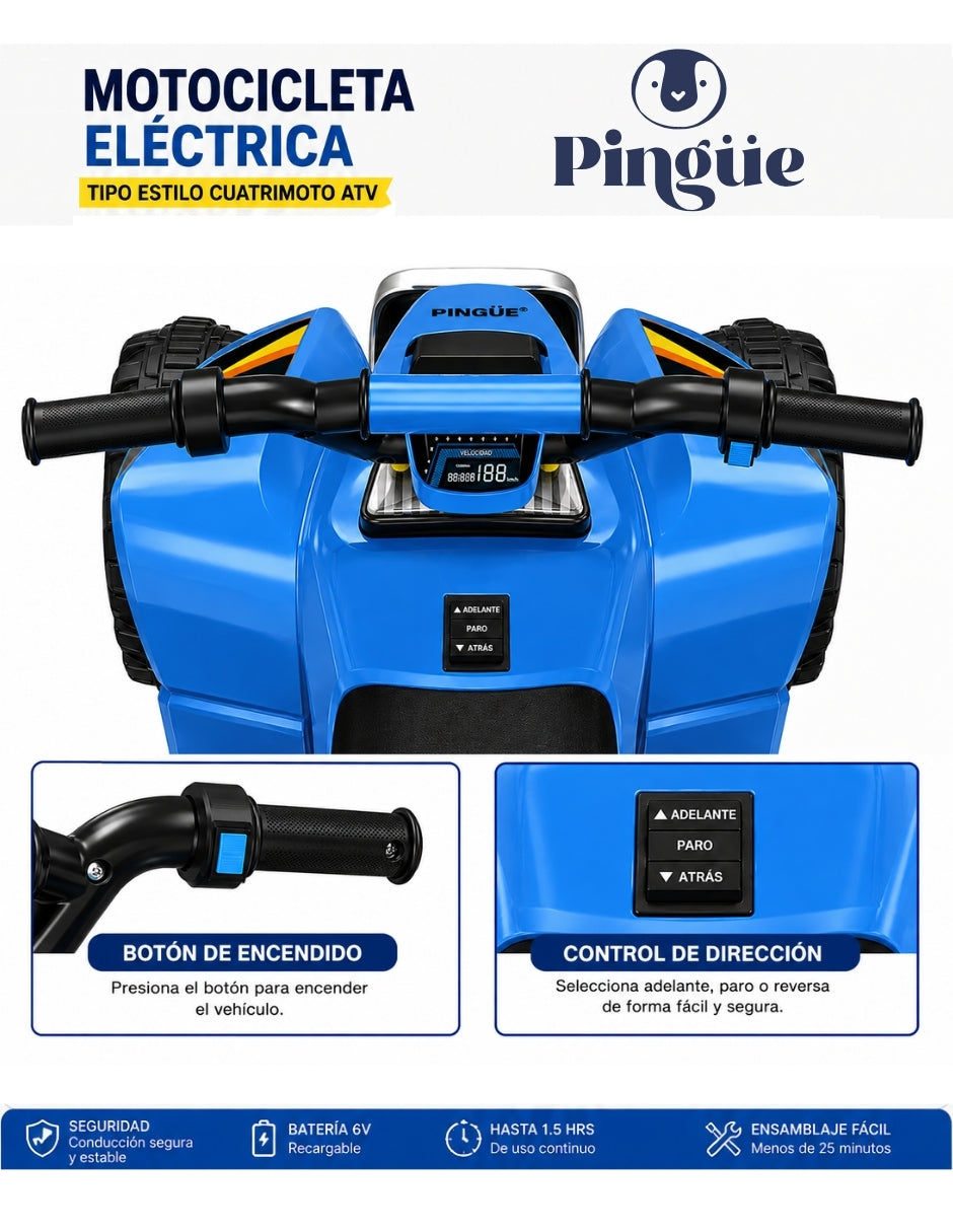 PINGÜE® Cuatrimoto Eléctrica ATV 6V Todo Terreno