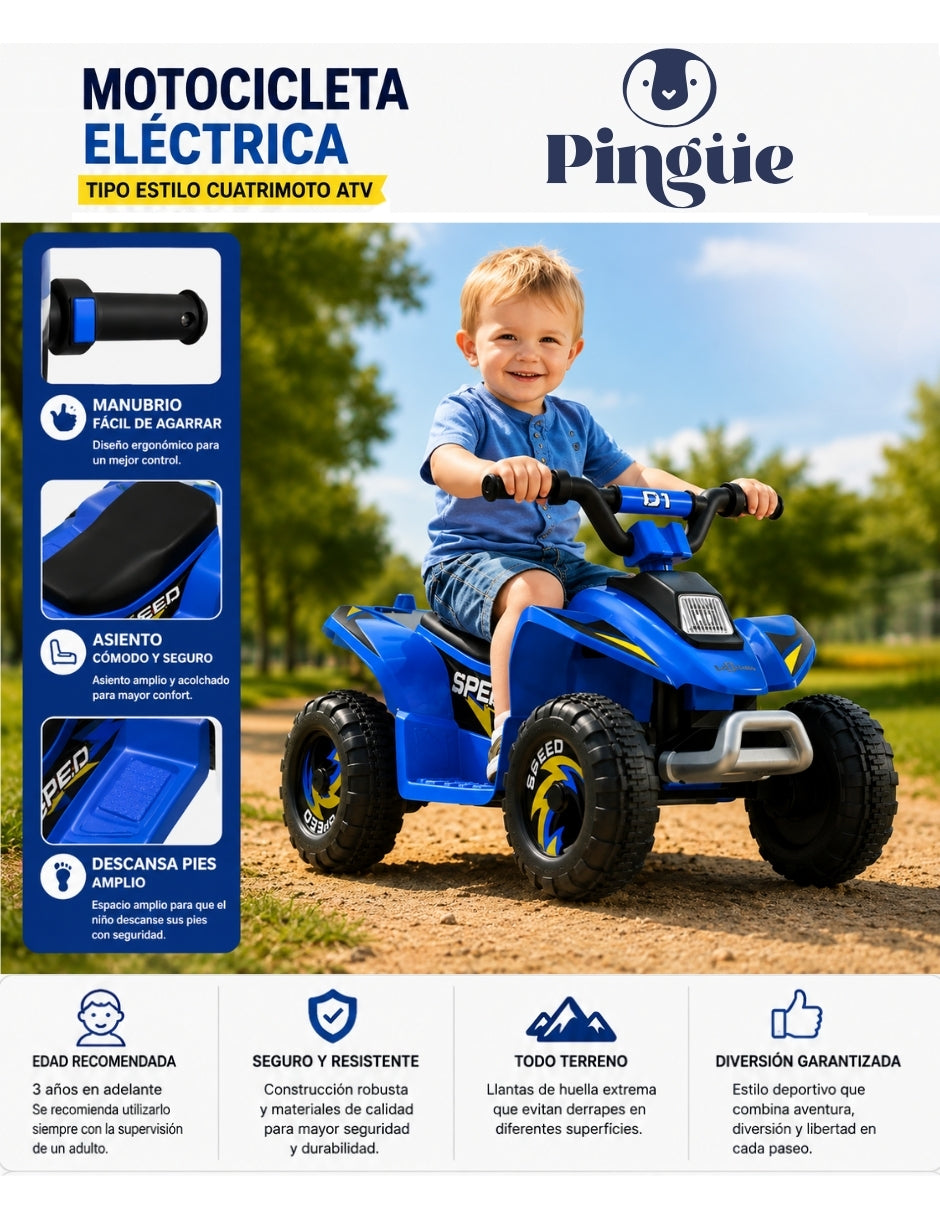 PINGÜE® Cuatrimoto Eléctrica ATV 6V Todo Terreno