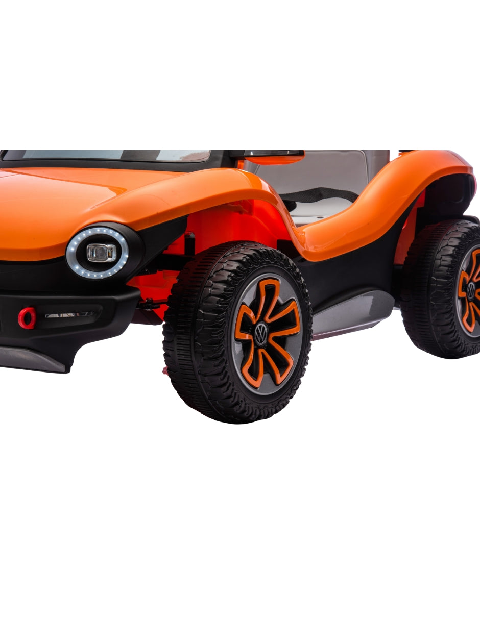 PINGÜE® Montable Eléctrico Niños Volkswagen® E Buggy®  Licencia Oficial | Control Remoto 2.4 GHz | Batería 12V 4.5AH |8 Km/h | 2 Motores 25W |Luces LED, Música, Radio| ORANGE