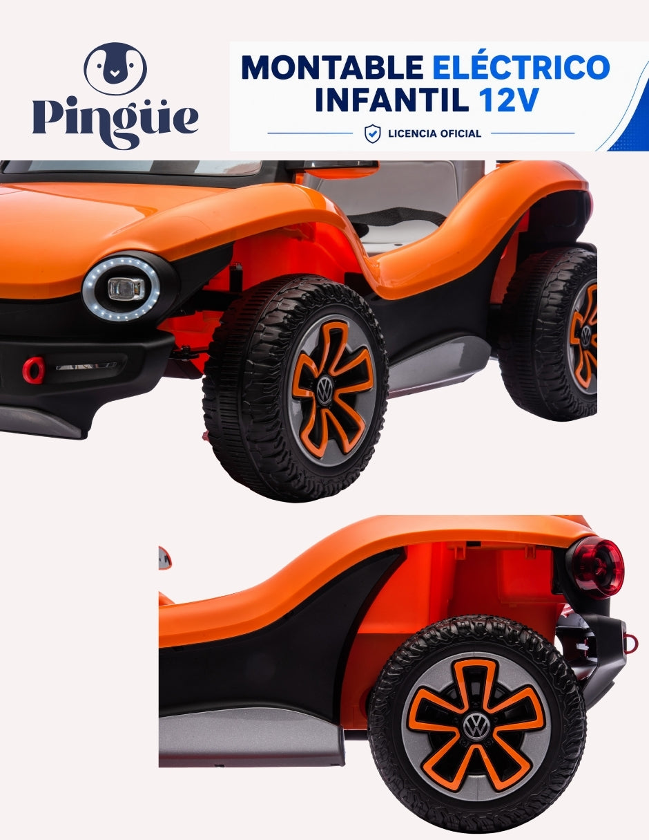 PINGÜE® Montable Eléctrico Niños Volkswagen® E Buggy® Licencia Oficial 12V