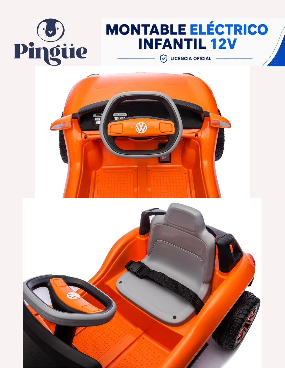 PINGÜE® Montable Eléctrico Niños Volkswagen® E Buggy® Licencia Oficial 12V