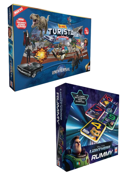 PINGÜE® Games | Paquete Juego de Mesa Familiar | Turista Universal + Rummy Lightyear | Licencias Universal Studios y Disney. Juegos Mesa.