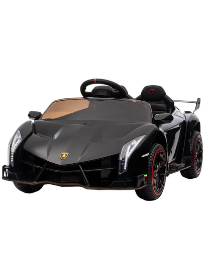PINGÜE® Montable Eléctrico para Niños| Lamborghini® Veneno Licencia Oficial | Control Remoto 2.4Ghz | Batería 12V 4.5AH | USB Música Radio Luz LED | 2 Motor 25W | BLACK