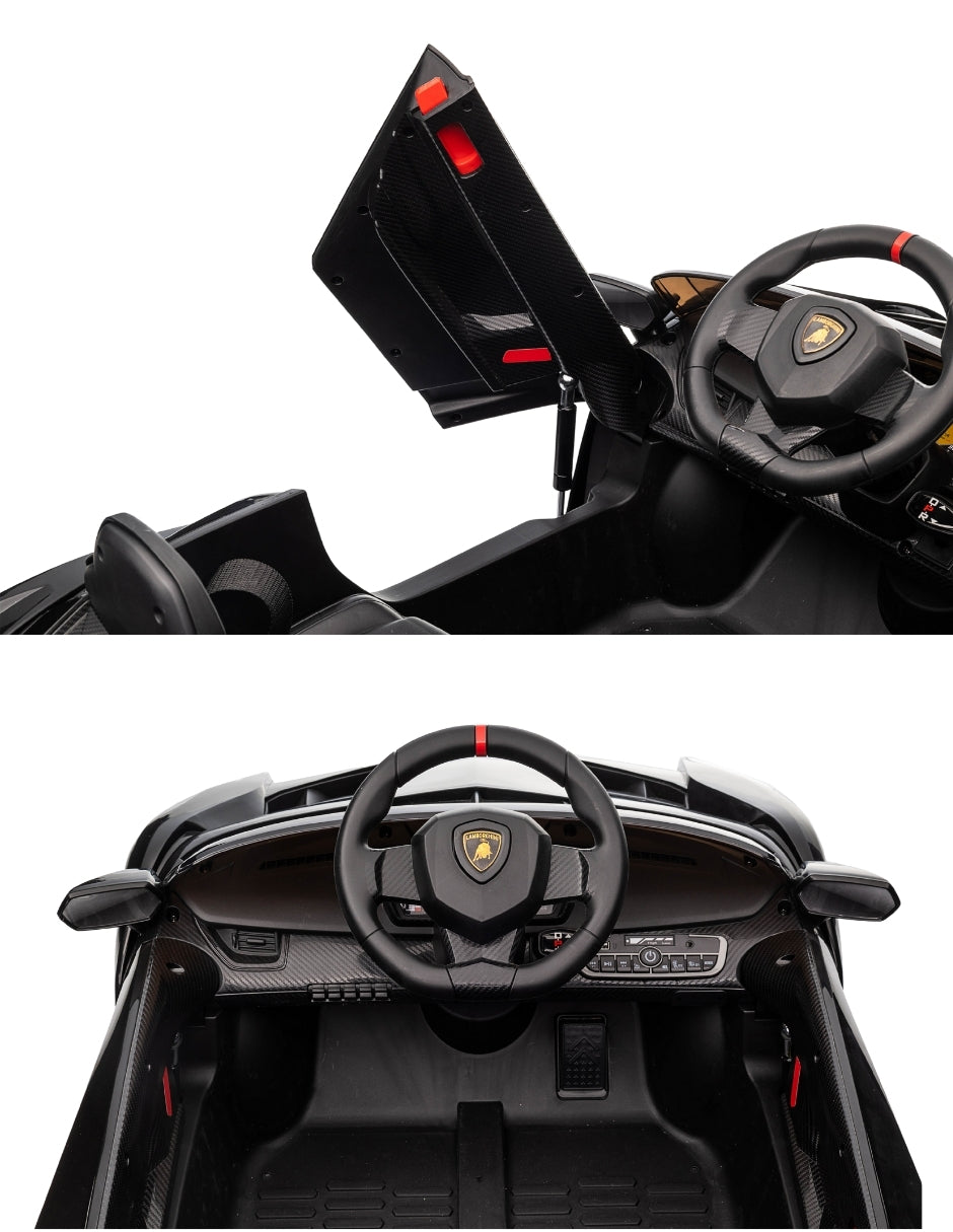 PINGÜE® Montable Eléctrico para Niños| Lamborghini® Veneno Licencia Oficial | Control Remoto 2.4Ghz | Batería 12V 4.5AH | USB Música Radio Luz LED | 2 Motor 25W | BLACK