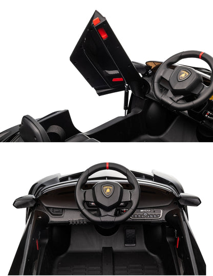 PINGÜE® Montable Eléctrico para Niños| Lamborghini® Veneno Licencia Oficial | Control Remoto 2.4Ghz | Batería 12V 4.5AH | USB Música Radio Luz LED | 2 Motor 25W | BLACK