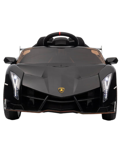 PINGÜE® Montable Eléctrico para Niños| Lamborghini® Veneno Licencia Oficial | Control Remoto 2.4Ghz | Batería 12V 4.5AH | USB Música Radio Luz LED | 2 Motor 25W | BLACK