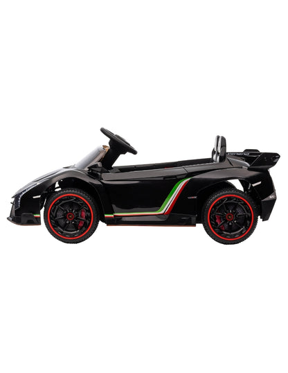 PINGÜE® Montable Eléctrico para Niños| Lamborghini® Veneno Licencia Oficial | Control Remoto 2.4Ghz | Batería 12V 4.5AH | USB Música Radio Luz LED | 2 Motor 25W | BLACK