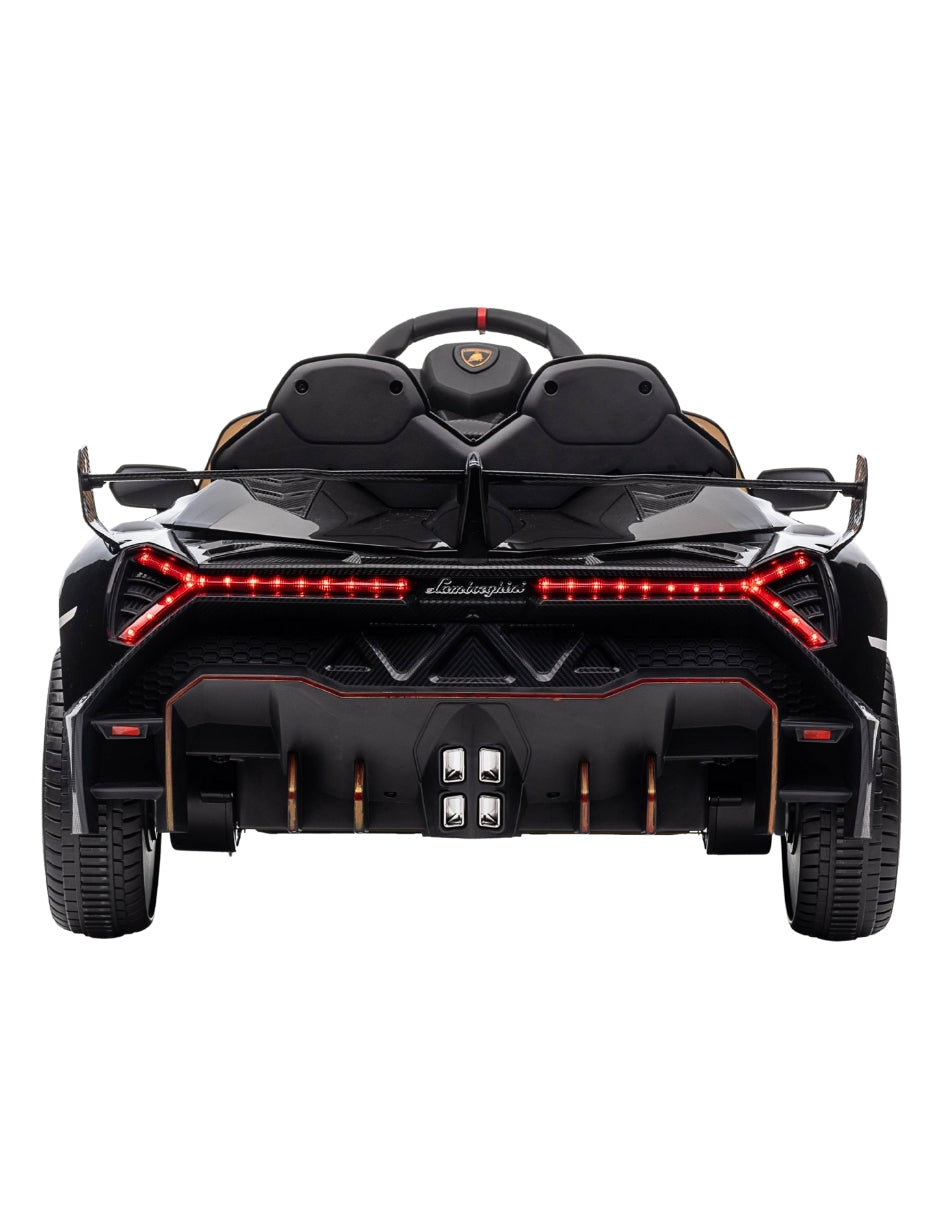 PINGÜE® Montable Eléctrico para Niños| Lamborghini® Veneno Licencia Oficial | Control Remoto 2.4Ghz | Batería 12V 4.5AH | USB Música Radio Luz LED | 2 Motor 25W | BLACK