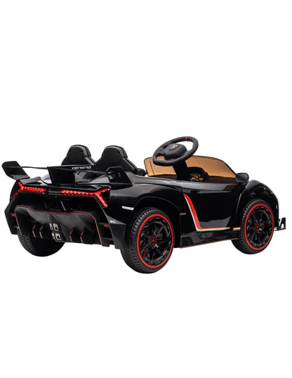PINGÜE® Montable Eléctrico para Niños| Lamborghini® Veneno Licencia Oficial | Control Remoto 2.4Ghz | Batería 12V 4.5AH | USB Música Radio Luz LED | 2 Motor 25W | BLACK