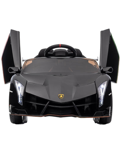 PINGÜE® Montable Eléctrico para Niños| Lamborghini® Veneno Licencia Oficial | Control Remoto 2.4Ghz | Batería 12V 4.5AH | USB Música Radio Luz LED | 2 Motor 25W | BLACK