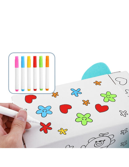 PINGÜE® DIY Doodle | Elefante 34x22x14 | Elefante Armable de Cartón para Niños | Apto para Pintar | Incluye 6 Marcadores de Colores | Uso Interior y Exterior | Pulpa Vegetal Amigable al Medio Ambiente | Juguetes Niños y Niñas | Juguete Educativo