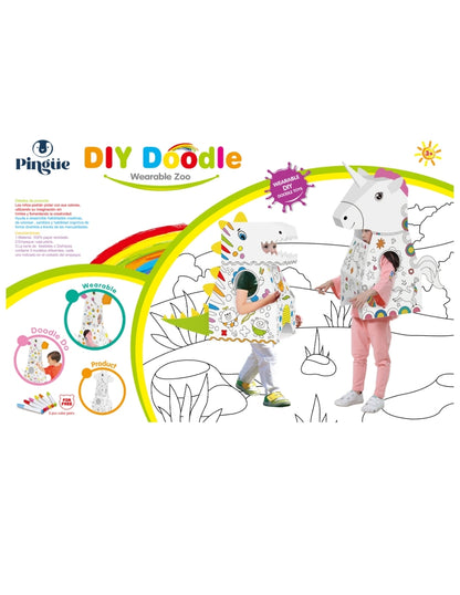 PINGÜE® DIY Doodle | Botarga Pullover Dinosaurio 37x82x79 | Armable para Niños | Apto para Pintar | Incluye 6 Marcadores de Colores | Uso Interior y Exterior | Amigable al Medio Ambiente | Juguetes Niños y Niñas | Juguete Educativo