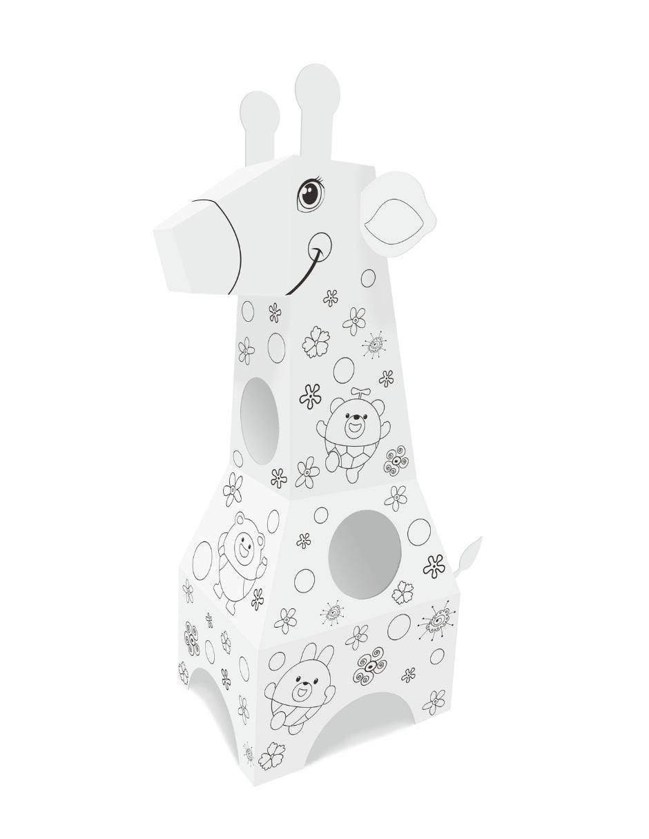 PINGÜE® DIY Doodle | Botarga Pullover Jirafa 34x65x109 | Armable para Niños | Apto para Pintar | Incluye 6 Marcadores de Colores | Uso Interior y Exterior | Amigable al Medio Ambiente | Juguetes Niños y Niñas | Juguete Educativo