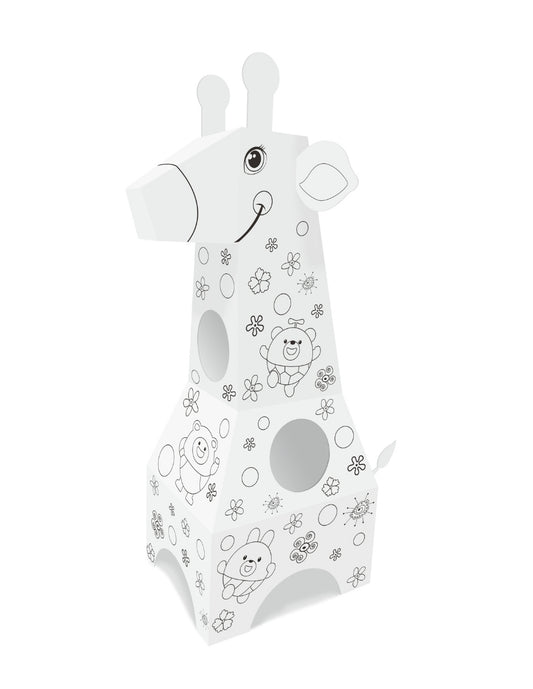PINGÜE® DIY Doodle | Botarga Pullover Jirafa 34x65x109 | Armable para Niños | Apto para Pintar | Incluye 6 Marcadores de Colores | Uso Interior y Exterior | Amigable al Medio Ambiente | Juguetes Niños y Niñas | Juguete Educativo