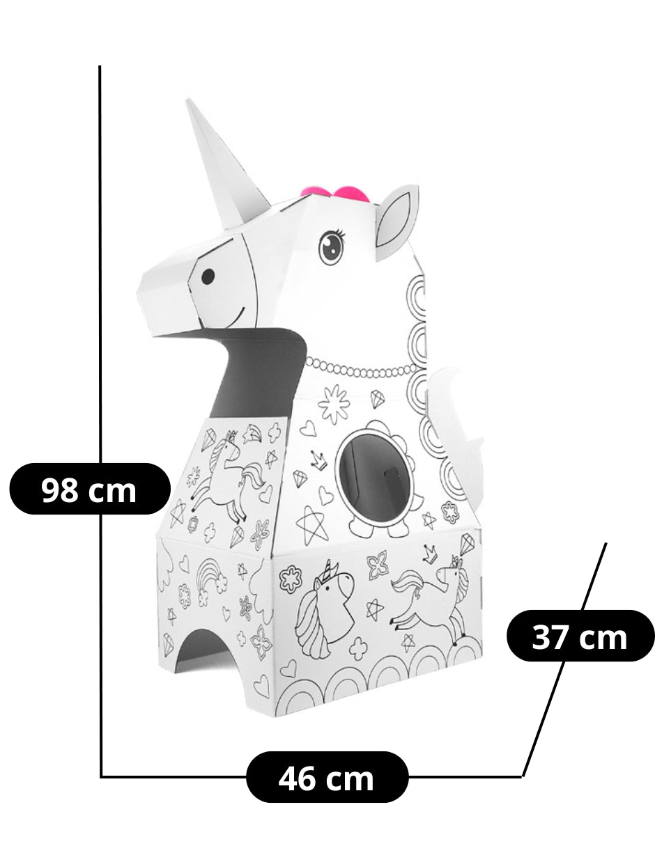 PINGÜE® DIY Doodle | Botarga Pullover Unicornio 37x46x98 | Armable para Niños | Apto para Pintar | Incluye 6 Marcadores de Colores | Uso Interior y Exterior | Amigable al Medio Ambiente | Juguetes Niños y Niñas | Juguete Educativo